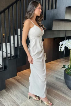 Stone Strappy Wrap Top Gathered Skirt Maxi Dress