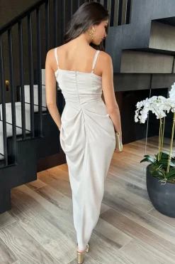 Stone Strappy Wrap Top Gathered Skirt Maxi Dress