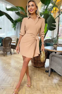 Stone Wrap Shirt Mini Dress