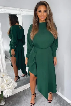 Teal High Low Skirt Midi Dress