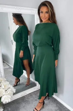 Teal High Low Skirt Midi Dress