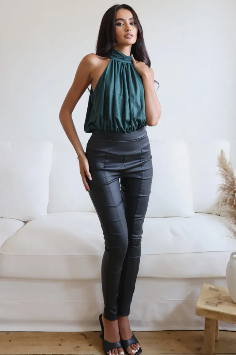 Teal Shimmer Halterneck Bodysuit