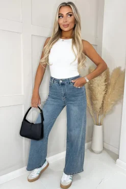 Vintage Wash High Waist Wide Leg Jeans