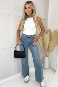 Vintage Wash High Waist Wide Leg Jeans