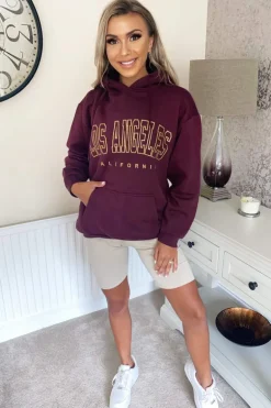 Wine LA Gold Printed Hoodie