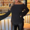 Anthracite Fold Over Bardot Knitted Jumper