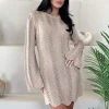 Biscuit Long Sleeve Crochet Mini Dress