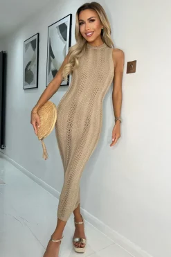 Biscuit Sleeveless Crochet Midi Dress