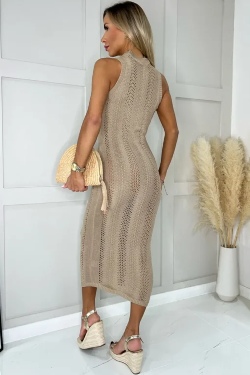 Biscuit Sleeveless Crochet Midi Dress