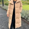Biscuit Tie Waist Quilted Longline Puffer Coat