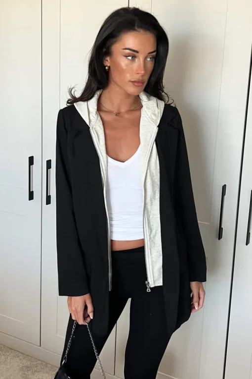 Black 2 In 1 Hooded Blazer