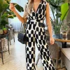 Black And Cream Abstract Print Jumpsuit