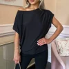 Black Asymmetric Draped Top