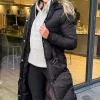 Black Belted Long Puffer Coat