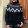 Black Fairisle Mock Neck Knitted Jumper