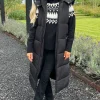 Black Faux Fur Hooded Longline Padded Gilet