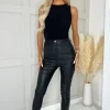 Black Faux Leather Skinny Jeans