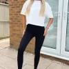 Black High Rise Ribbed Active Leggings