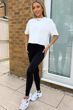 Black High Rise Ribbed Active Leggings