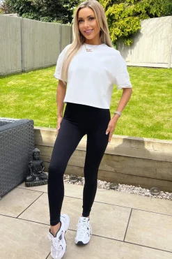 Black High Rise Ribbed Active Leggings