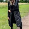 Black Hooded Puffer Gilet