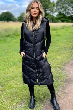 Black Hooded Puffer Gilet