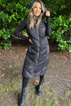 Black Hooded Puffer Gilet
