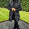Black Hooded Zip Up Padded Gilet