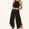 Black Polka Dot Culotte Flared Trousers
