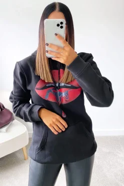 Black Red Lips Hoodie
