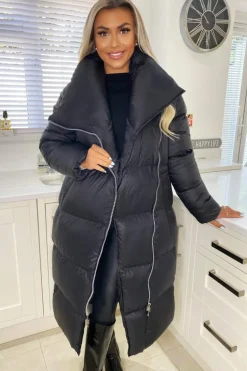 Black Wrap Puffer Coat