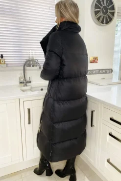 Black Wrap Puffer Coat