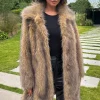 Brown Faux Fur Long Jacket