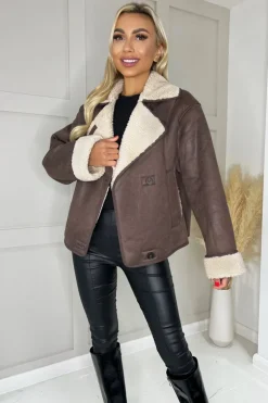 Brown Faux Shearling Coat