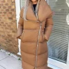Camel Wrap Puffer Coat