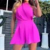 Cerise High Neck Playsuit