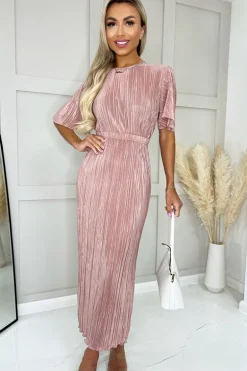 Champagne Plisse Maxi Skirt