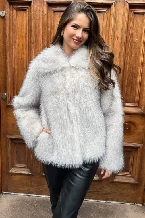 Cream Tipped Faux Fur Short Jacket