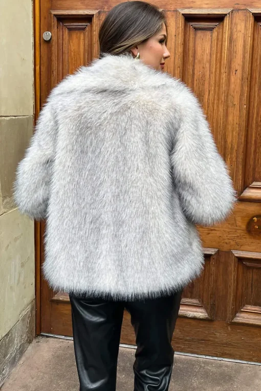 Cream Tipped Faux Fur Short Jacket