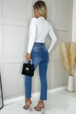 Cream Wrap Top Long Sleeve Slinky Bodysuit