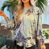 Duck Egg Printed Long Sleeve Top