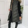 Khaki Faux Fur Hooded Gilet