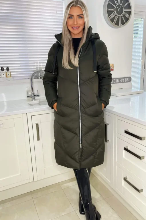 Khaki Long Puffer Coat