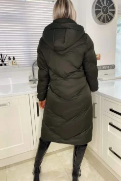 Khaki Long Puffer Coat