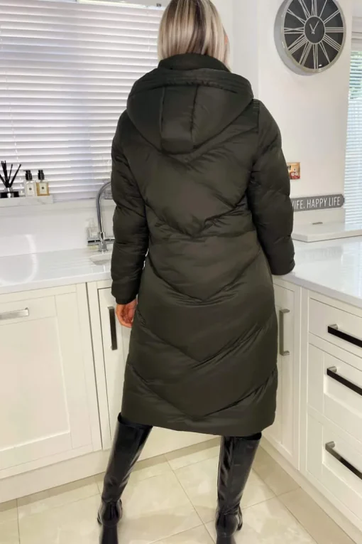 Khaki Long Puffer Coat