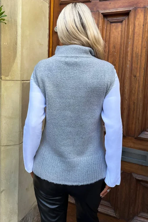 Mid Grey 1/4 Zip Knitted Vest