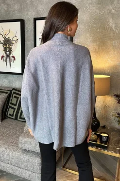Mid Grey Oversized Mock Neck Jumper