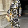 Multi Printed High Neck Balloon Sleeve Midi Dress