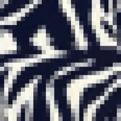 Navy And Cream Printed V Neck Zig Zag Hem Pleated Midi Dress