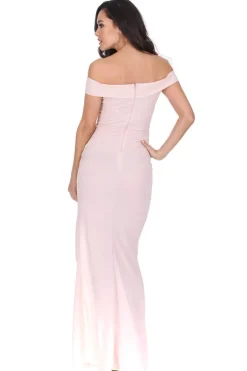Nude Off The Shoulder Maxi Dress